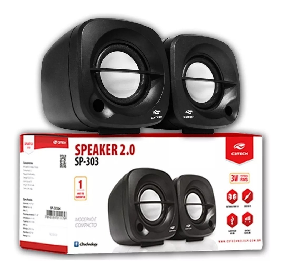 Caixa de Som 3W SP-303BK Preto C3 Tech