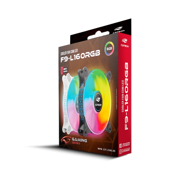 Cooler p/ Gabinete FAN LED 120mm RGB Preto C3Tech