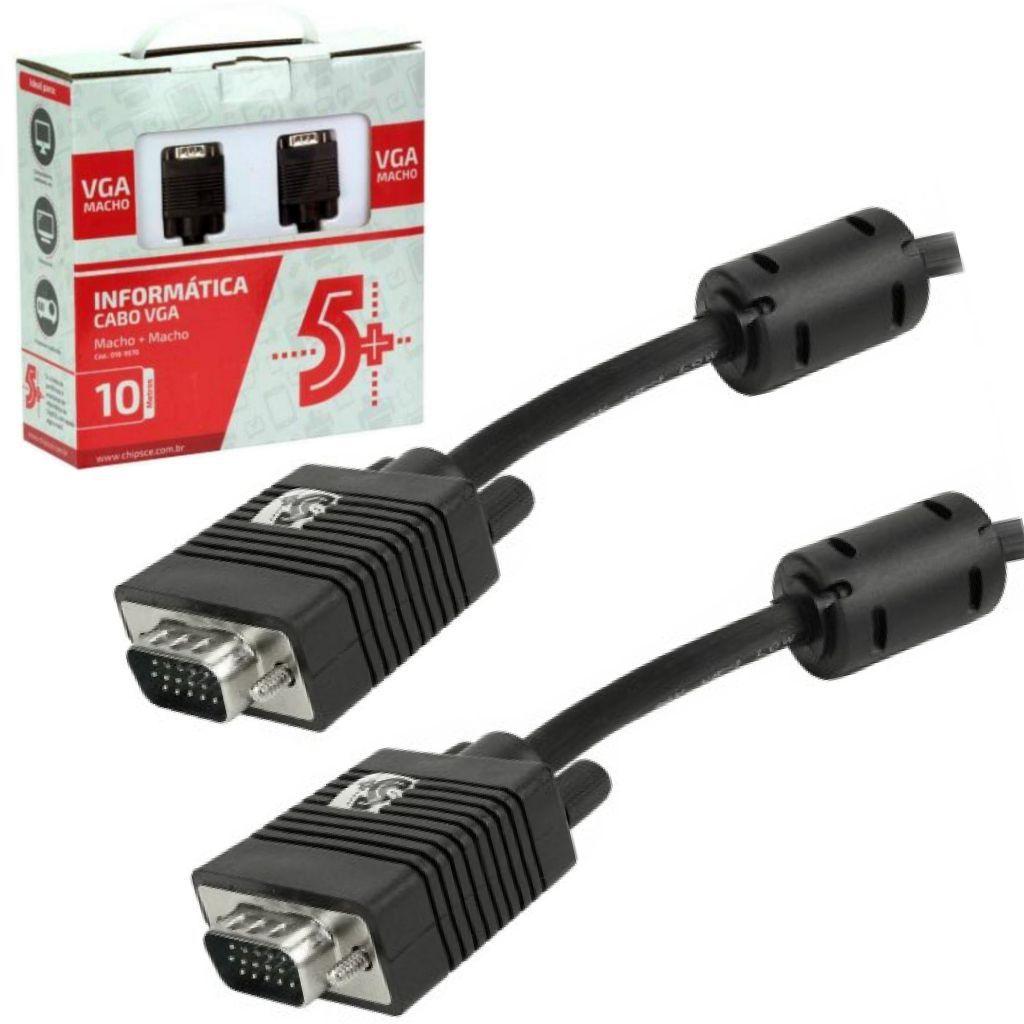 Cabo VGA p/ Monitor e Projetor 10,0m 5+