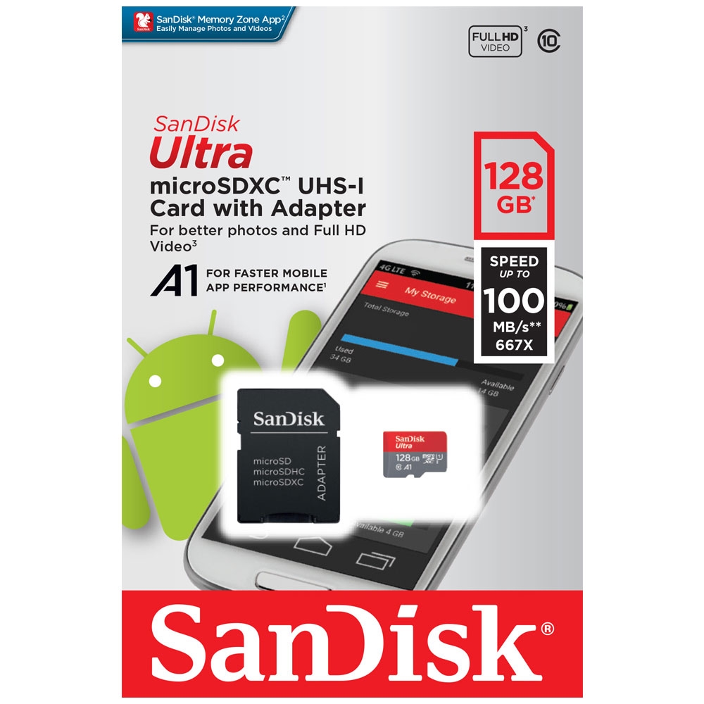 Cartão MicroSD 128GB Classe 10 Ultra Sandisk