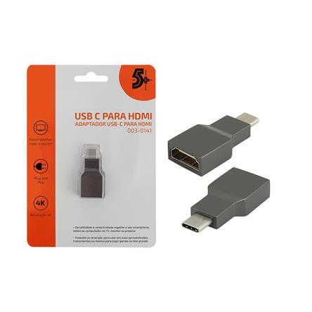 Adaptador USB Tipo-C para HDMI 4K 60Hz Fêmea 5+