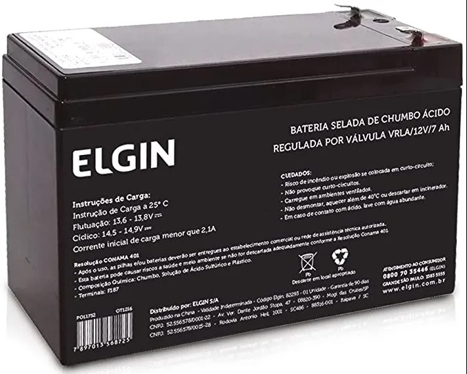 Bateria para Nobreak 12V 7A Elgin