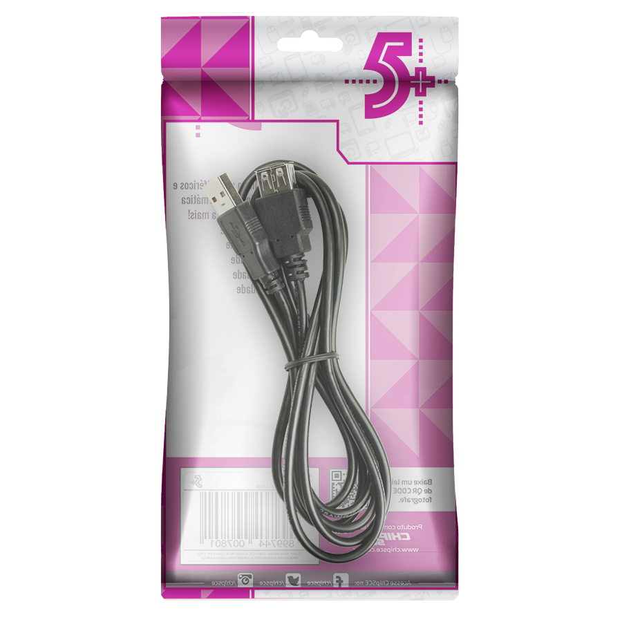 Cabo Extensor USB 1,80m 2.0 5+