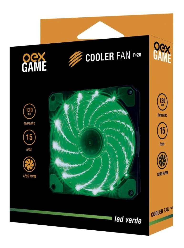 Cooler p/ Gabinete FAN LED 120mm Verde F20 OEX