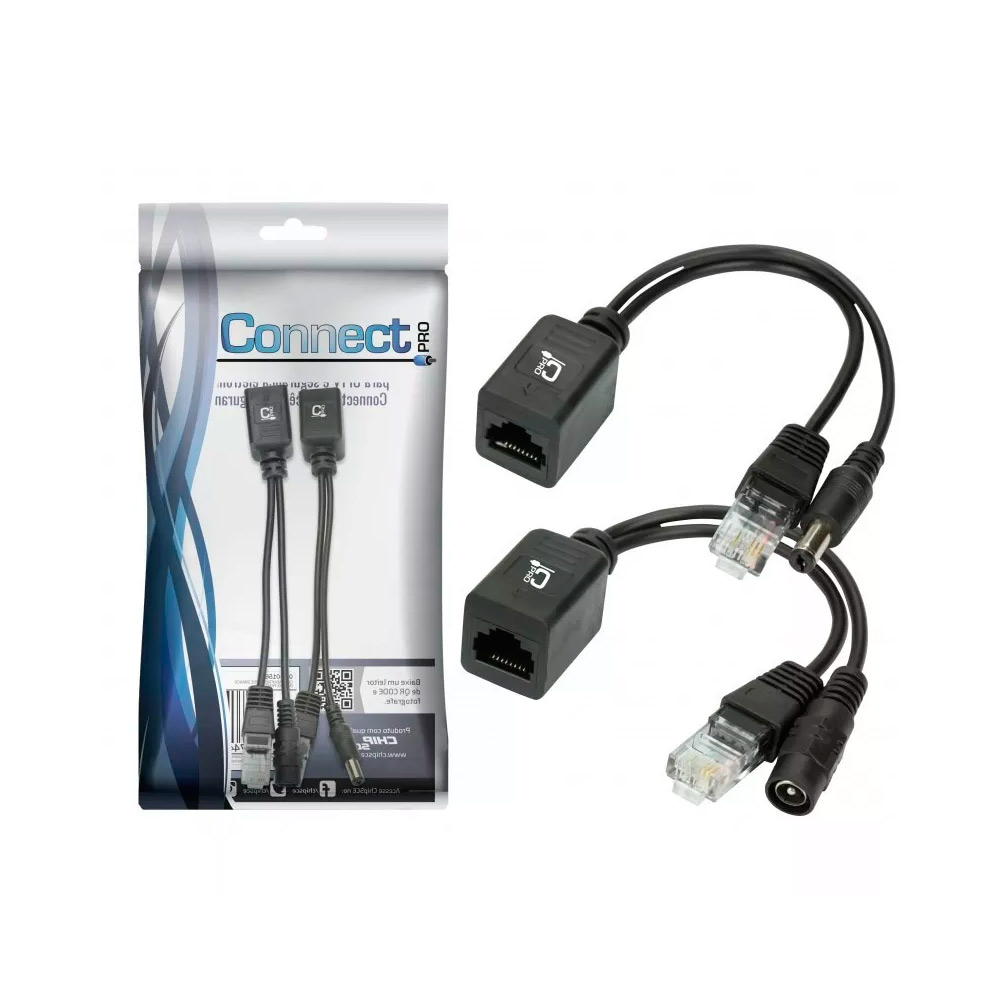 Cabo Adaptador POE Preto (Macho/Femea) Connect Pro