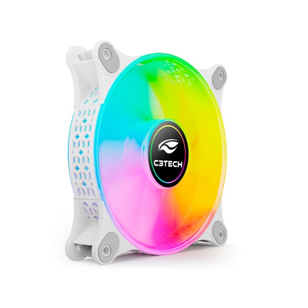Cooler p/ Gabinete FAN LED 120mm RGB Branco C3Tech