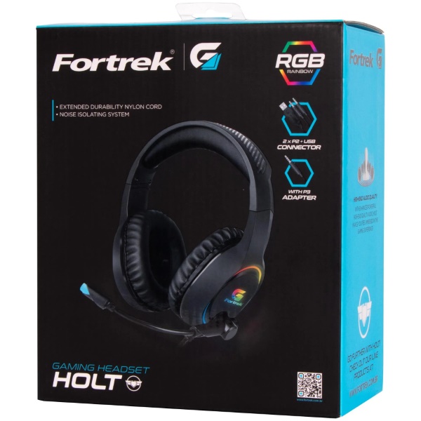Fone Headset Gamer P2 LED RGB Holt Preto Fortrek