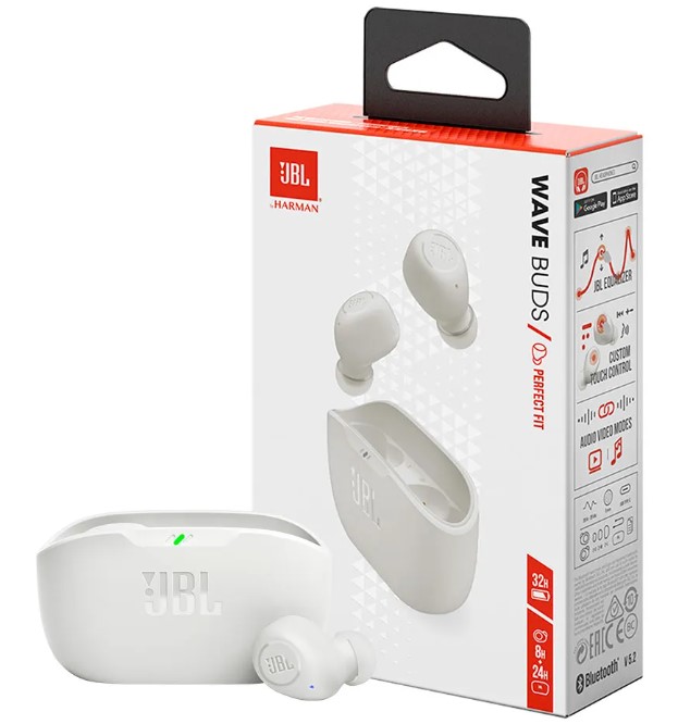 Fone de Ouvido Bluetooth TWS Wave Buds WHT JBL