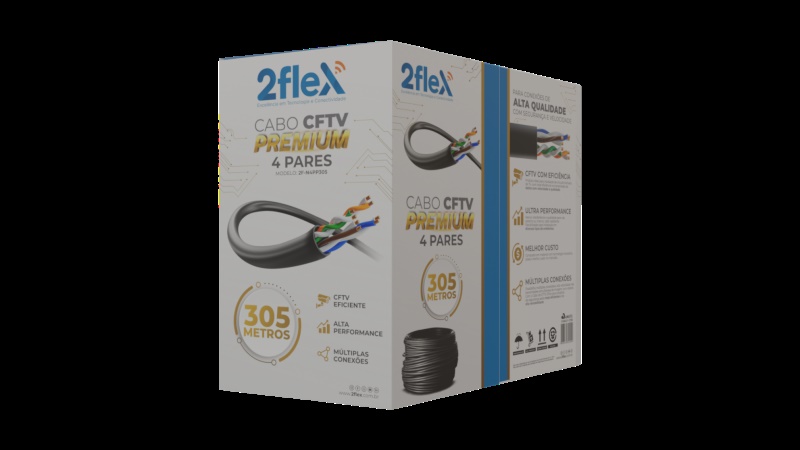 Cabo de Alarme 4 Pares Preto 305m PREMIUM 2Flex