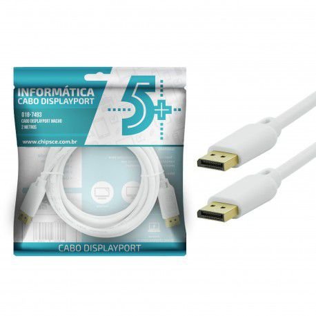 Cabo DisplayPort 2,00m 1.2 4K Branco 5+