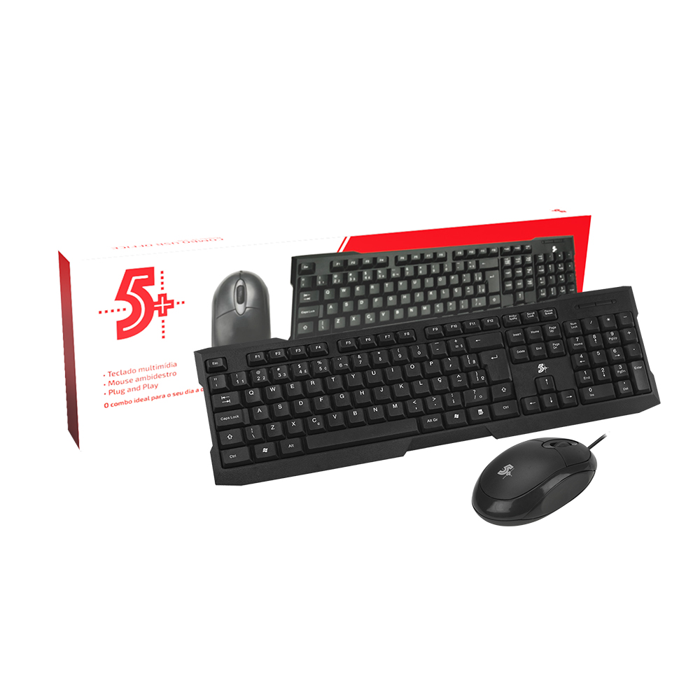 Teclado USB + Mouse USB KC-500 Preto 5+