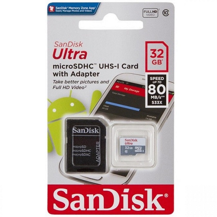 Cartão MicroSD 32GB Classe 10 Ultra Sandisk