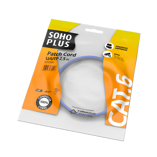 Patch Cord CAT6 1,5m 100% Cobre Azul Soho Plus