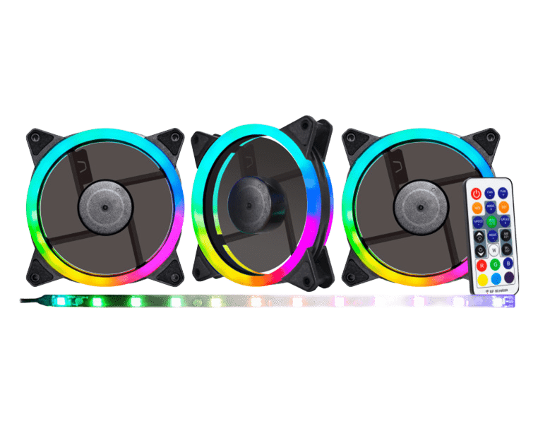 Cooler ARGB Kit 3 Fans+Fita+Controle Preto K-mex