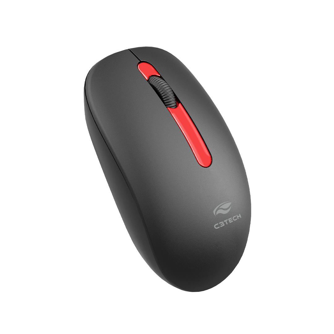 Mouse Wireless M-W15RBK Preto e Vermelho C3 Tech