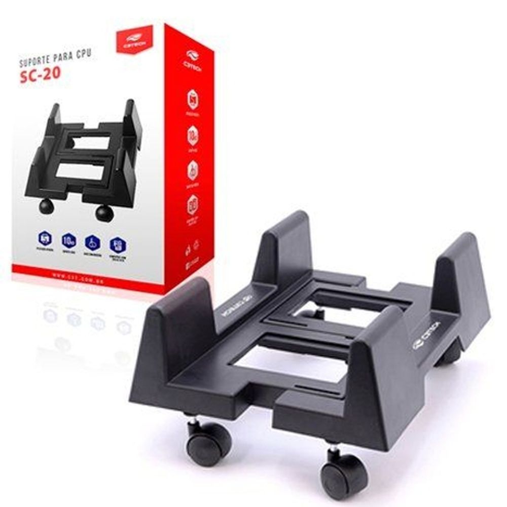 Suporte p/ CPU c/ rodízios SC-20BK C3Tech