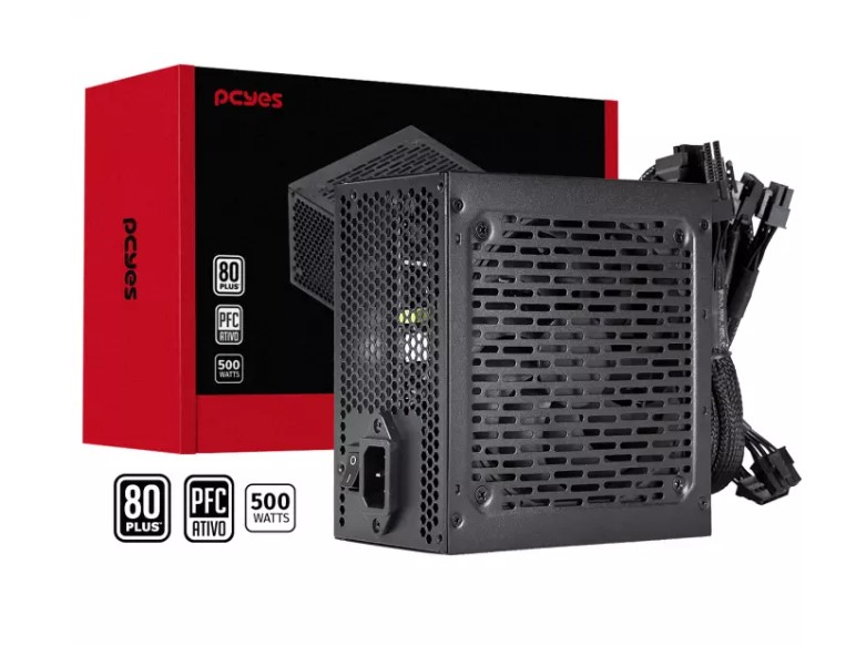 Fonte Real ATX 500W 80 Plus White Shocker Preta