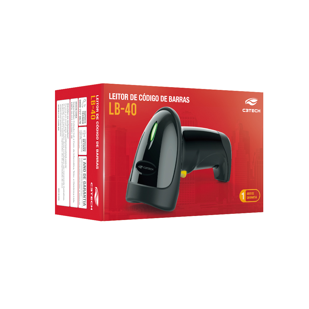 Leitor de Codigo de Barras Laser LB-40BK C3 Tech