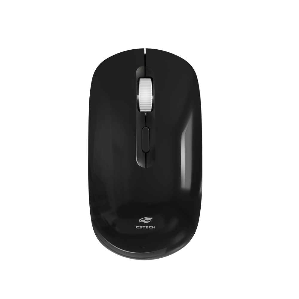 Mouse Wireless Recarregável M-W80BK Preto C3 Tech