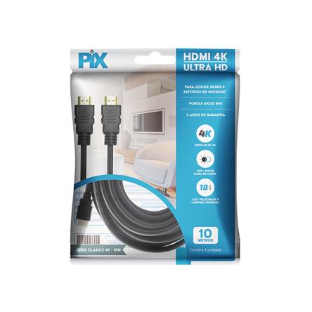 Cabo HDMI 10m 2.0 Gold 4K HDR 3D PIX