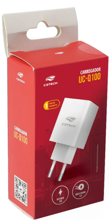 Carregador Tomada USB 5V2.4A UC-100 WHT C3 Tech