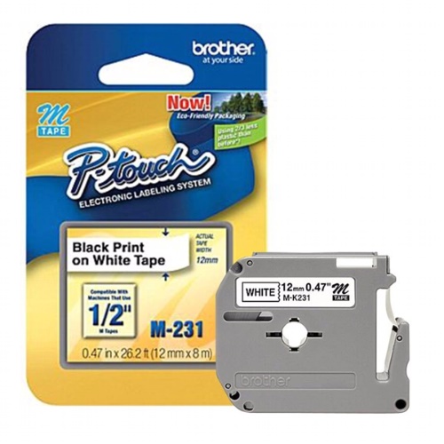 Fita p/rotulador 12mmx8mt branca m231 Brother