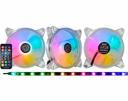 Cooler ARGB Kit 3 Fans+Fita+Controle Branco K-mex