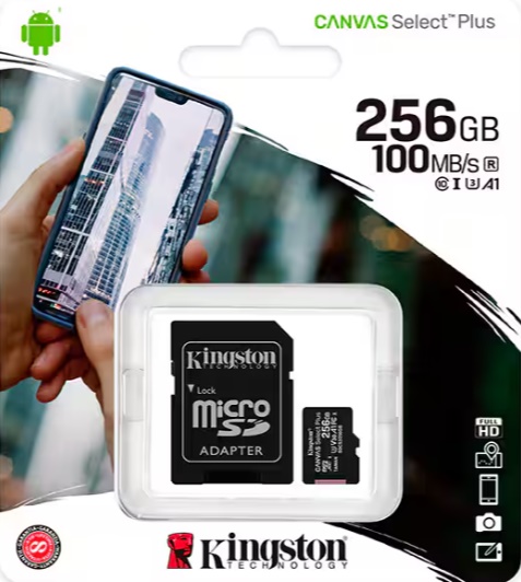 Cartão MicroSD 256GB Canvas Select Plus Kingston