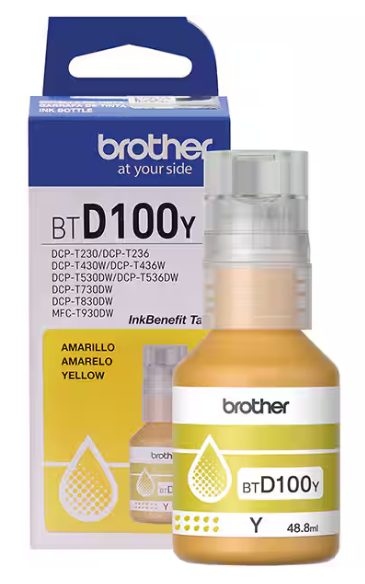 Refil de Tinta 48,8ml BTD100Y Amarelo Brother
