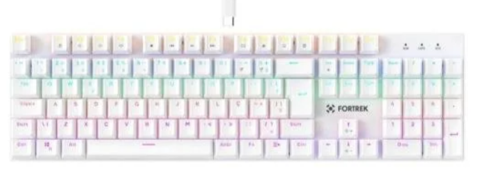 Teclado Gamer USB Mecânico Gravity BCO RGB Fortrek