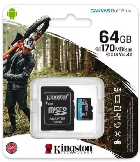 Cartão MicroSD 64GB Canvas Go Plus Kingston