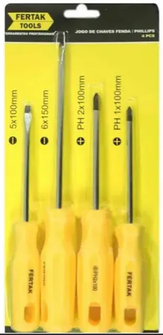 Kit Ferramentas com 2 Chaves Philips/2 Fenda Kokay