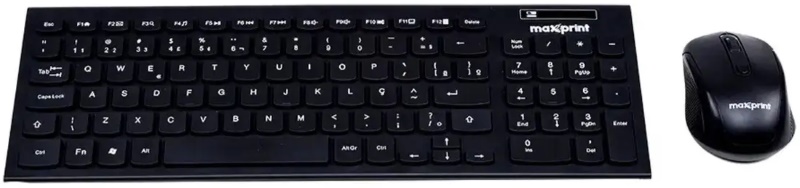 Kit Teclado e Mouse Wireless CW1001 Preto Maxprint