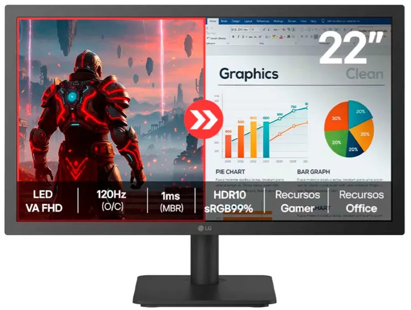 Monitor 22" LED FHD Gamer 120Hz/1ms 22U403A-B LG