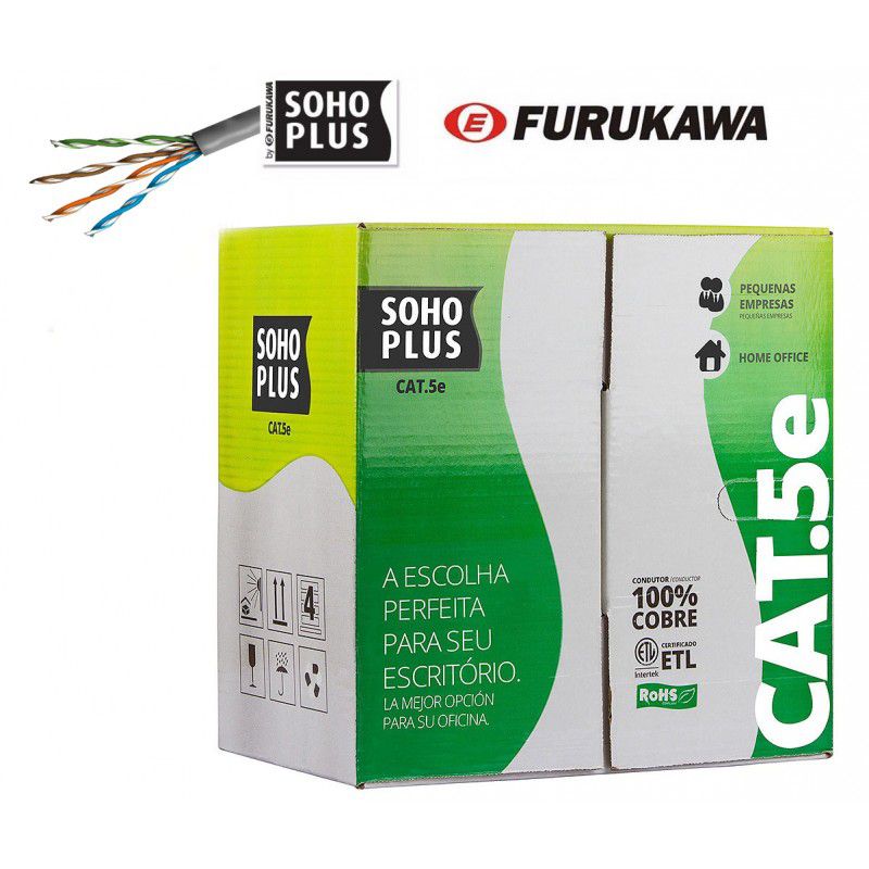 Cabo de Rede CAT5E 24AWG 100% Cobre Preto Sohoplus